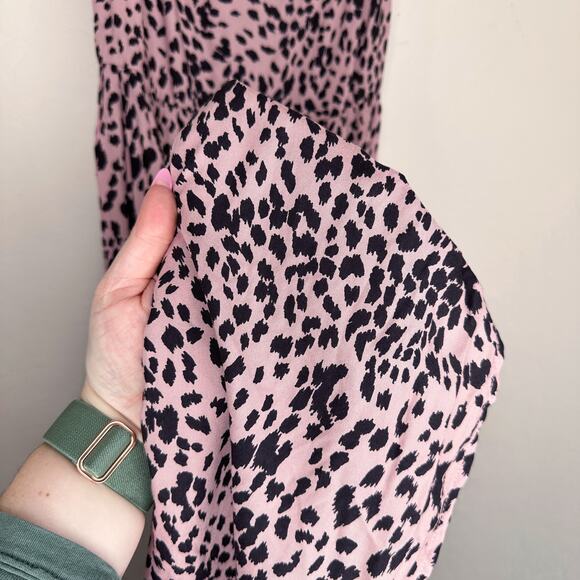Stillwater Memz Pebbles Pink Cheetah Leopard Print Tiered Leg Slit Maxi Dress XS - Picture 4 of 13